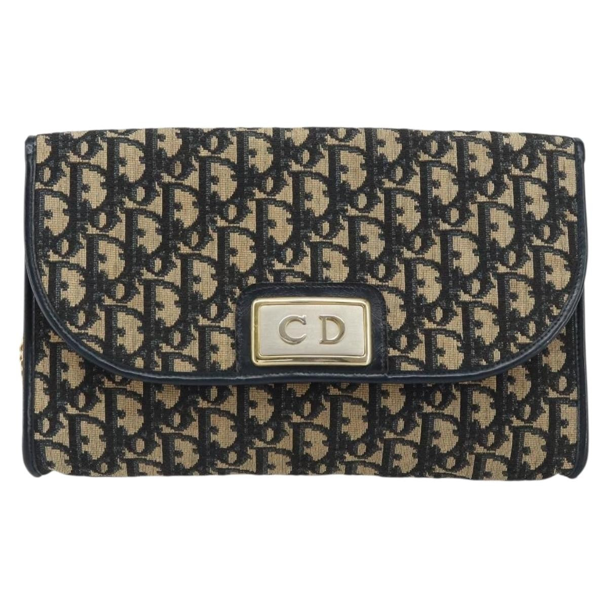 Christian Dior Vintage CD trotter Shoulder bag Canvas, NAVY, CANVAS, Shoulder bag