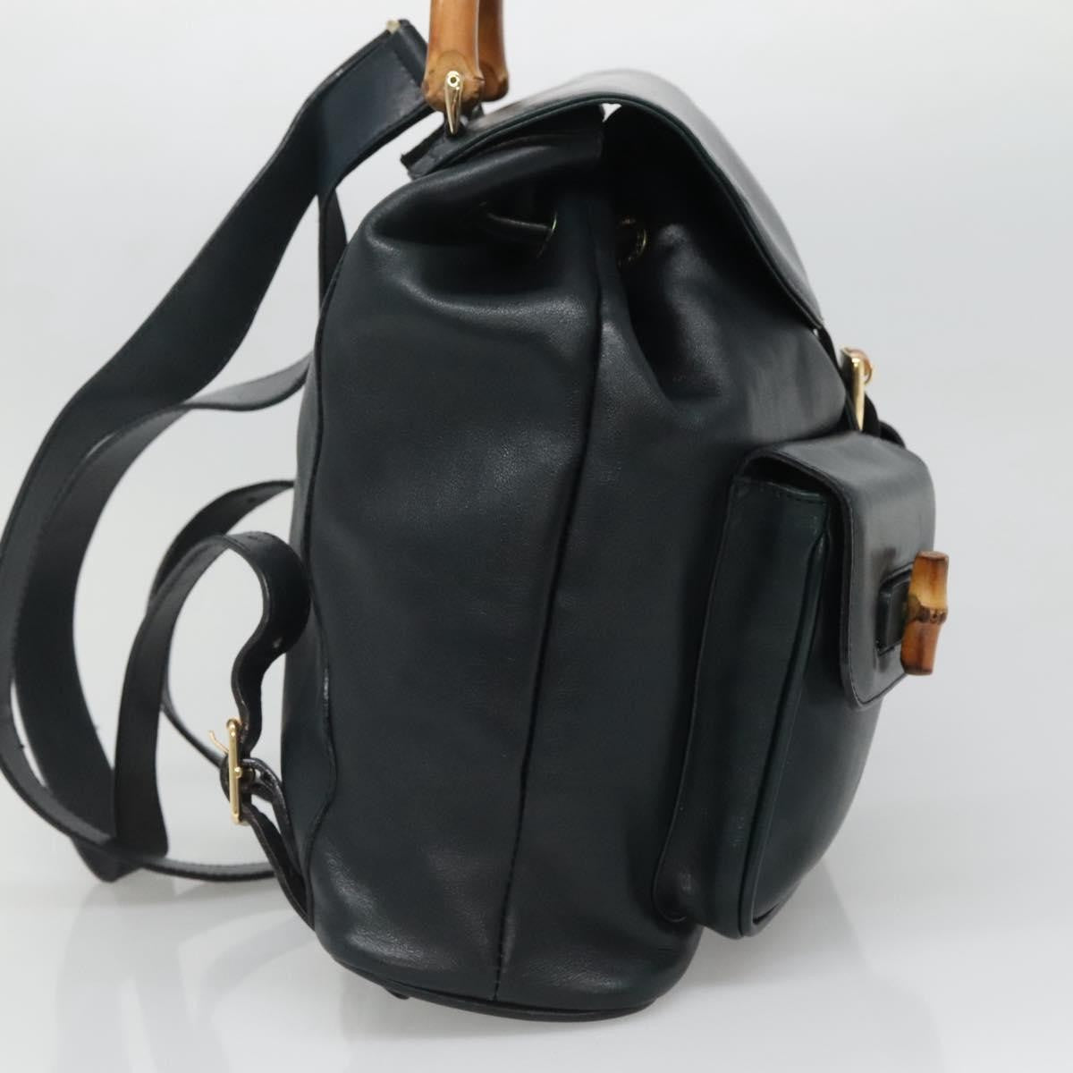 Gucci Vintage Bamboo Backpack Leather, BLACK, LEATHER, Backpack