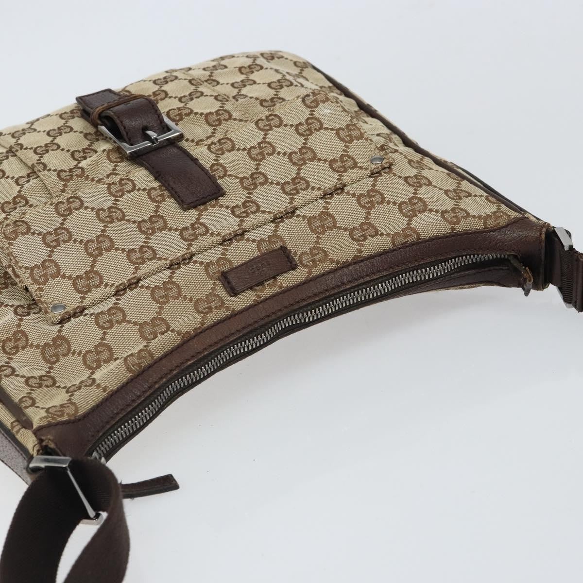 Gucci Vintage Shoulder Bag GG Canvas and Leather, BEIGE, CANVAS, Shoulder bag