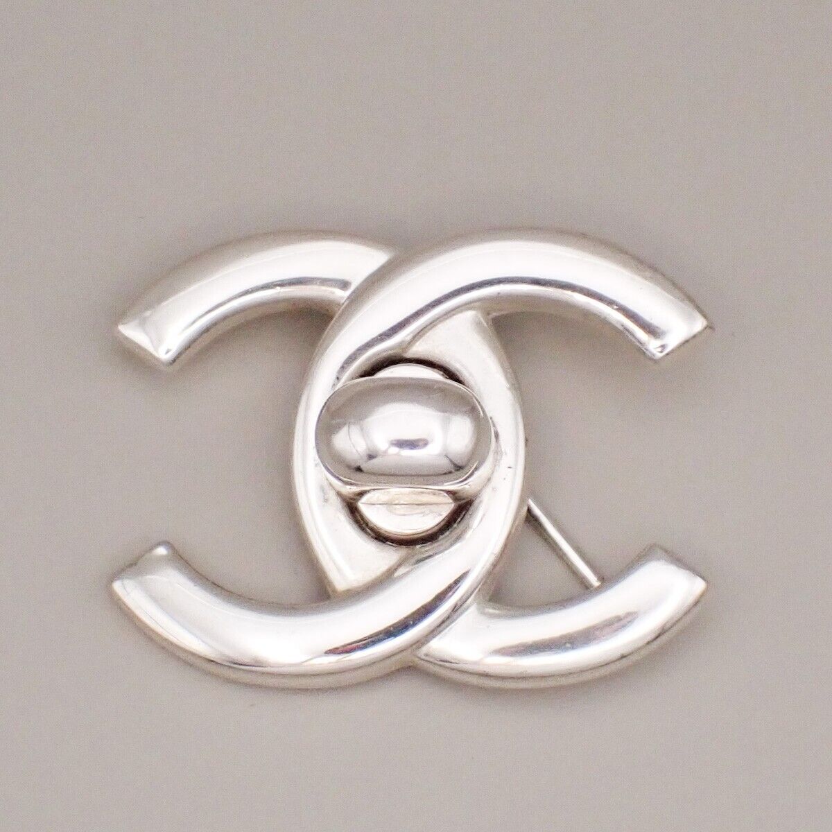Chanel Vintage CC Turnlock Brooch Metal, SILVER, SILVER_PLATED, Brooch