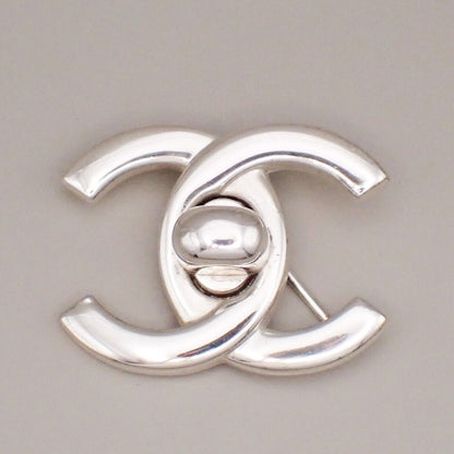 Chanel Vintage CC Turnlock Brooch Metal, SILVER, SILVER_PLATED, Brooch