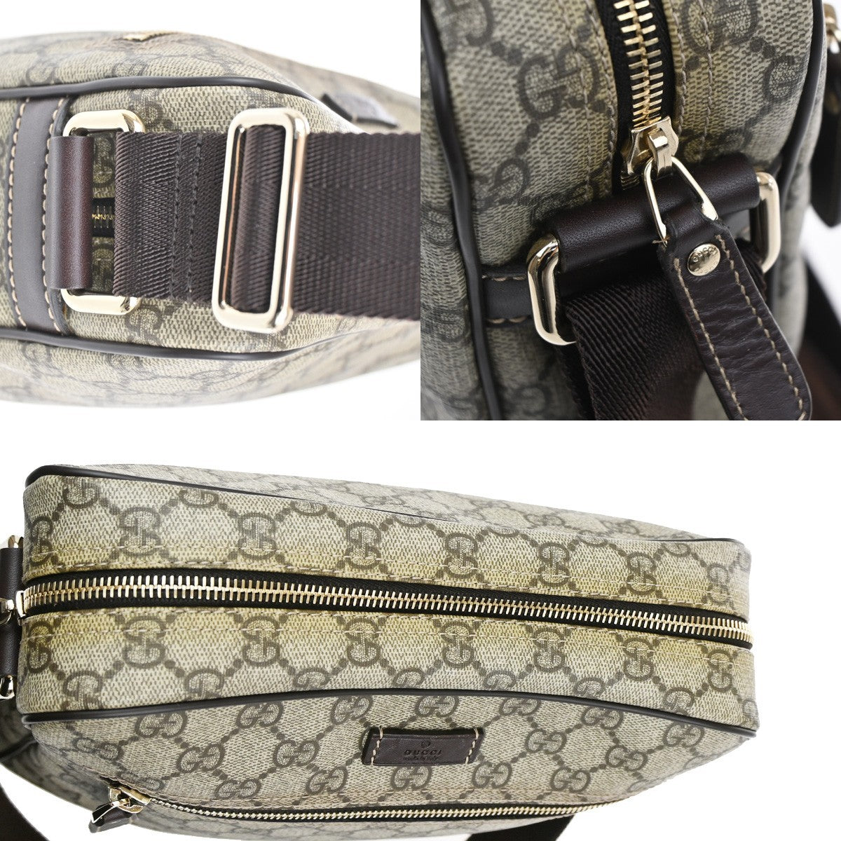 Gucci Front Zip Messenger GG Coated Canvas, BROWN, CANVAS, Shoulder bag