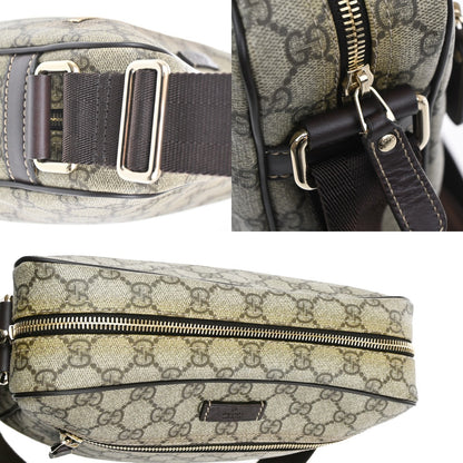 Gucci Front Zip Messenger GG Coated Canvas, BROWN, CANVAS, Shoulder bag