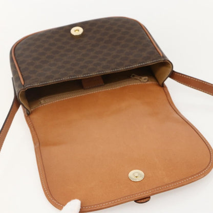 Celine Vintage Macadam Shoulder Bag Canvas and Leather, Brown, PVC, Shoulder Bag