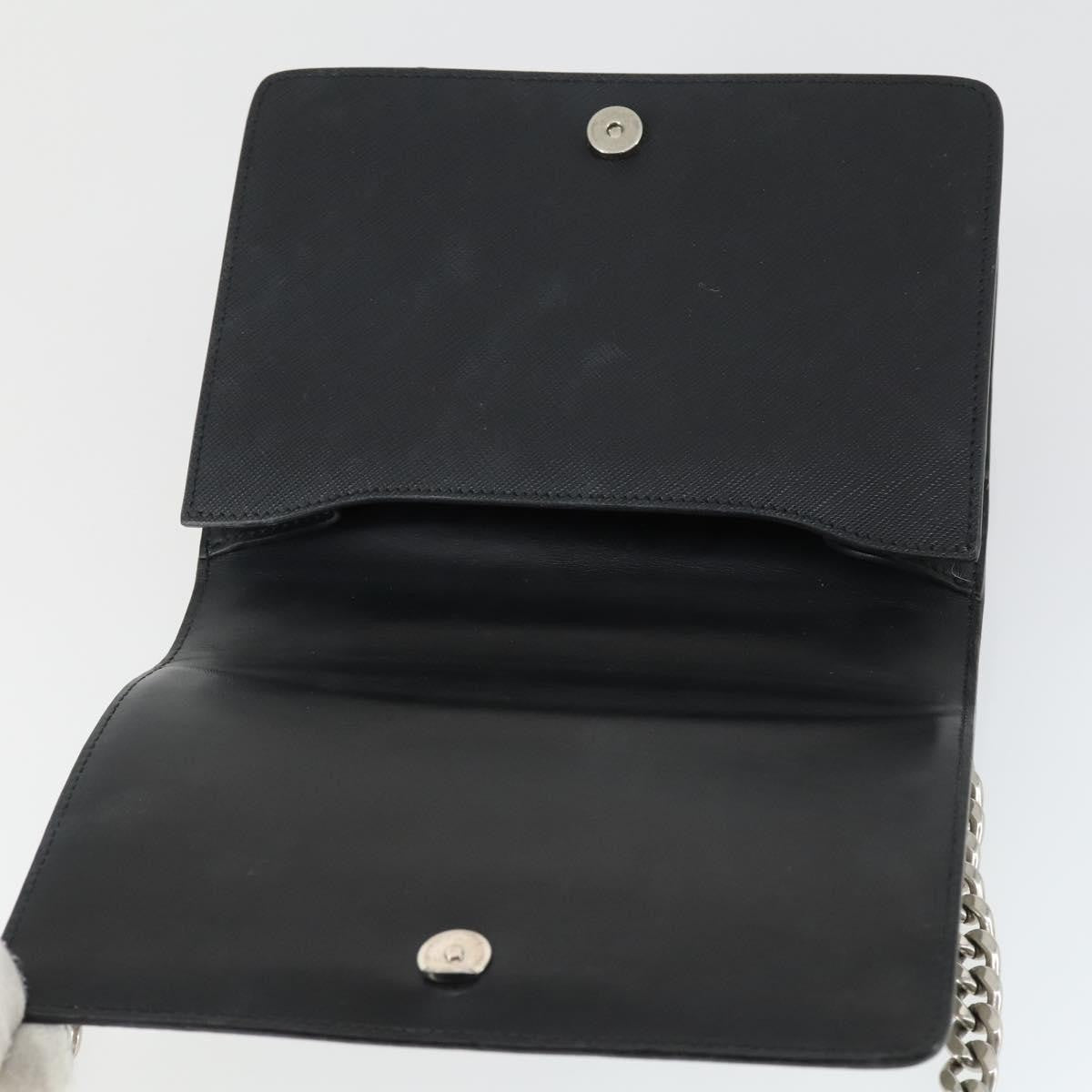 Prada Chain Flap Bag Saffiano Leather, SILVER, LEATHER, Shoulder bag