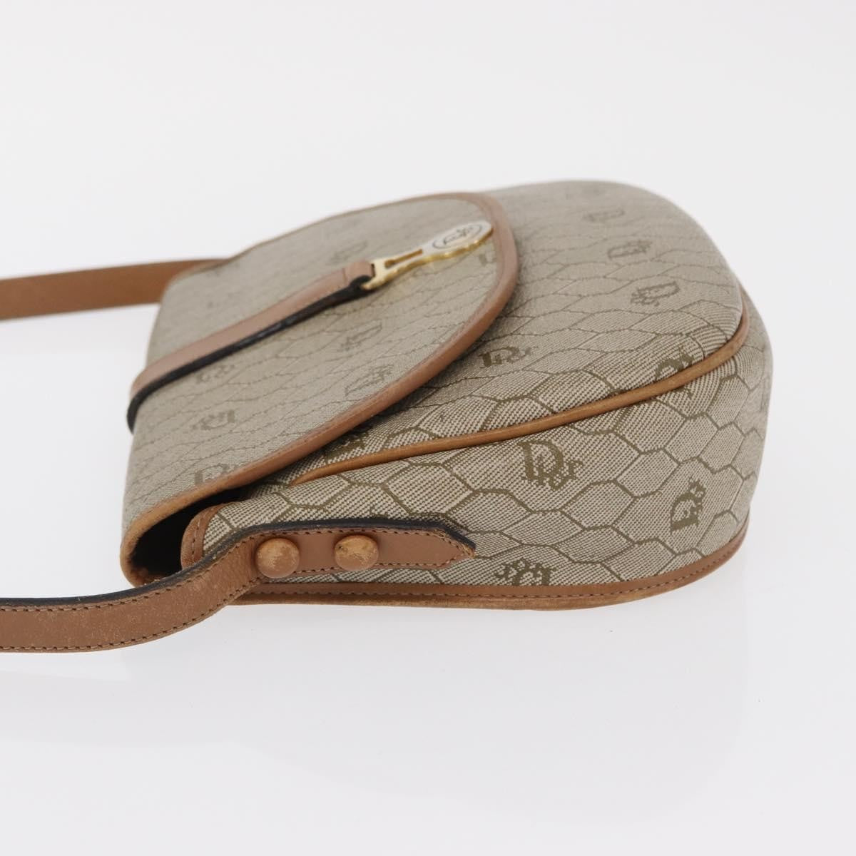 Christian Dior Vintage Honeycomb Shoulder Bag Canvas and Leather, BEIGE, CANVAS, Shoulder bag