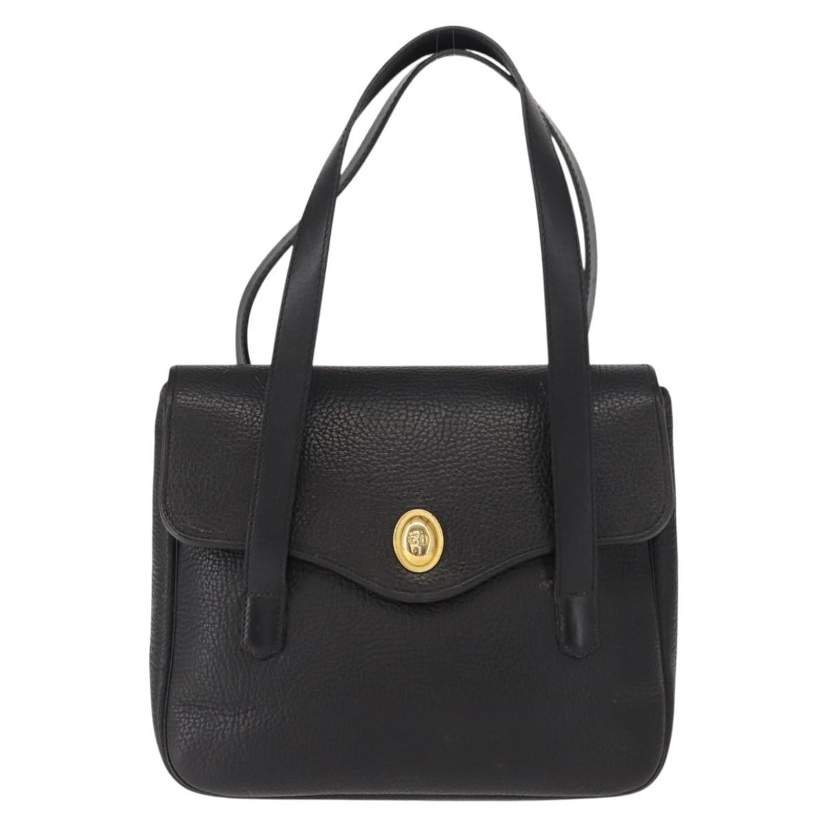 Christian Dior Vintage CD Handbag Leather, BLACK, LEATHER, Handbag