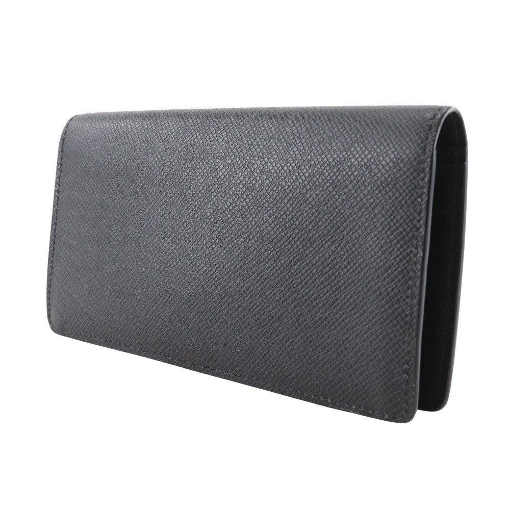 Louis Vuitton Brazza Long Bifold wallet Taiga Leather, BLACK, LEATHER, Wallets