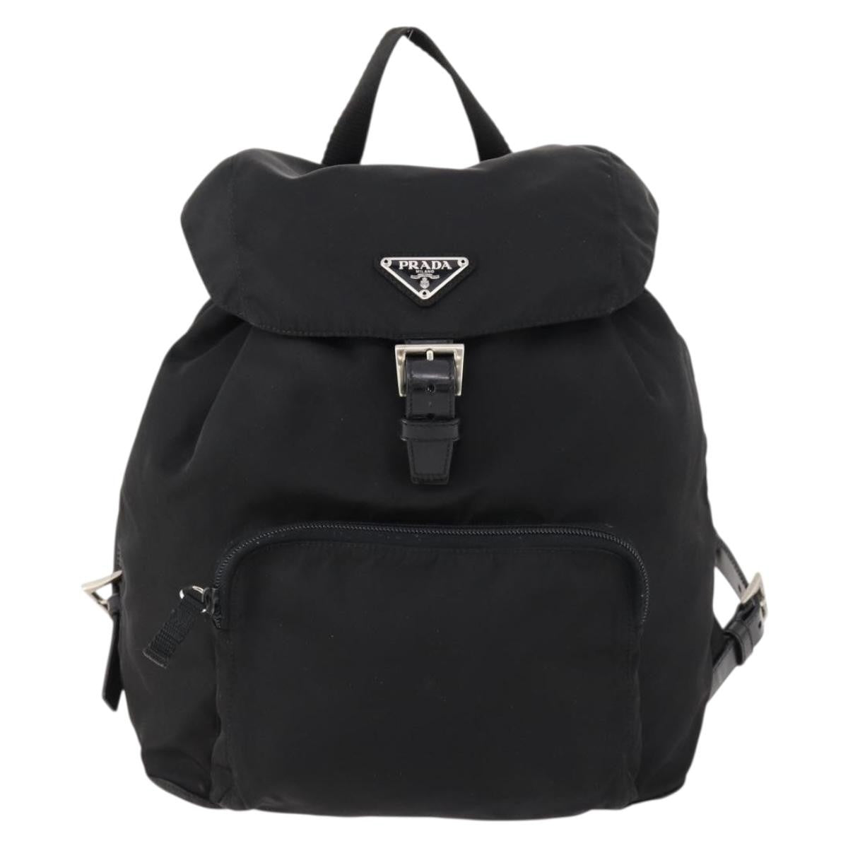 Prada Front Pocket Backpack Tessuto, BLACK, NYLON, Backpack