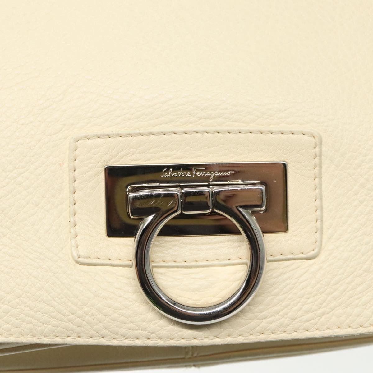 Salvatore Ferragamo Gancini Shoulder Bag Leather, BEIGE, LEATHER, Shoulder bag