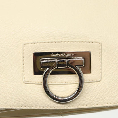 Salvatore Ferragamo Gancini Shoulder Bag Leather, BEIGE, LEATHER, Shoulder bag
