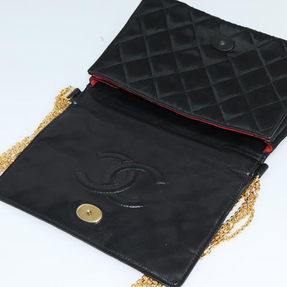 Chanel Chain Shoulder Bag Silk, BLACK, SATIN, Shoulder bag