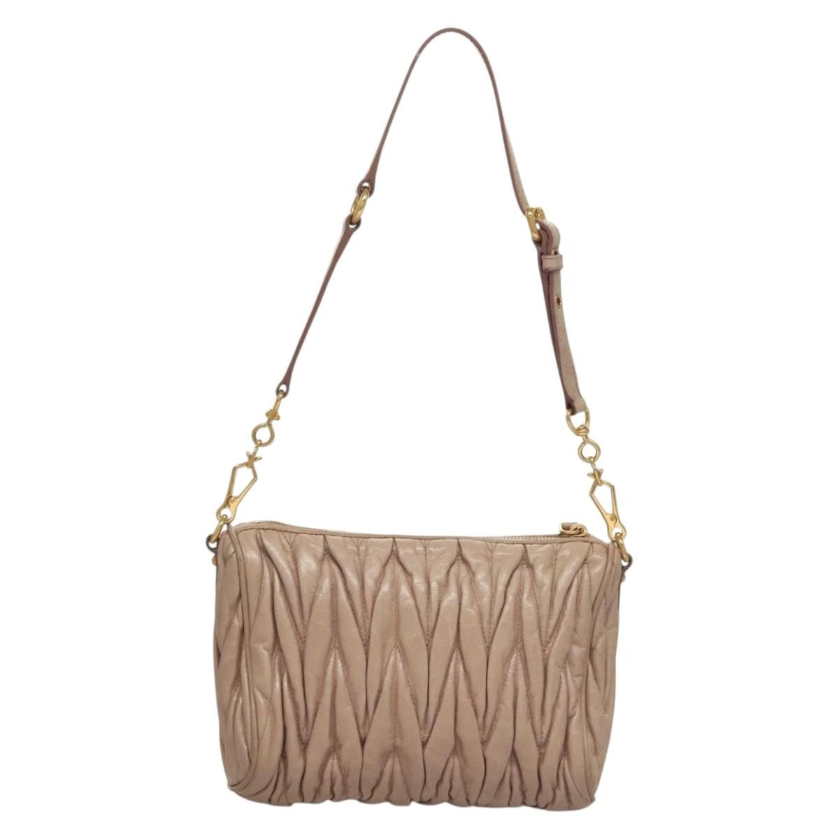 Miu Miu Zip Crossbody Bag Matelasse Leather, PINK, LEATHER, Shoulder bag
