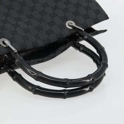 Gucci Vintage Bamboo Handle Tote GG Nylon, Black, Nylon, Tote Bag
