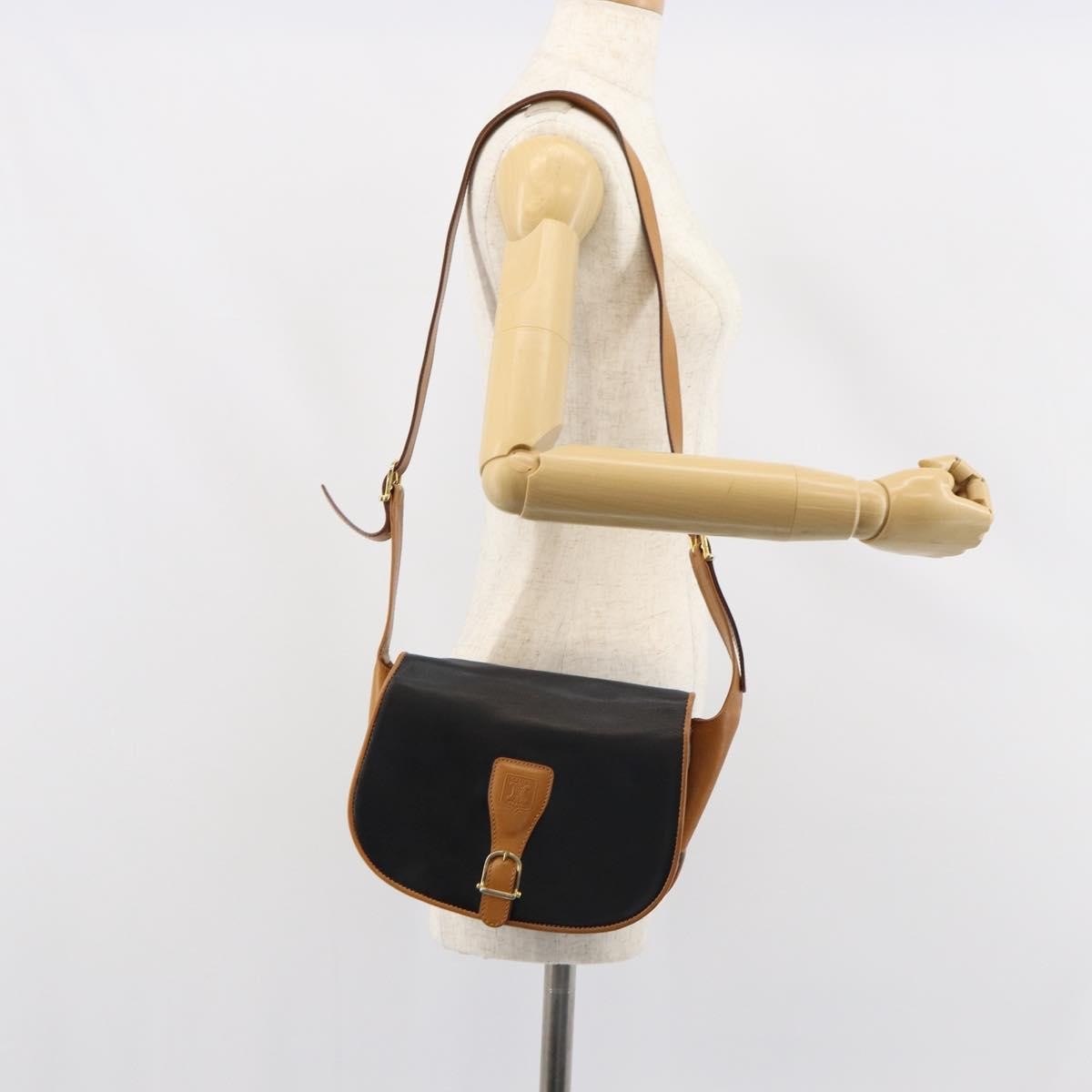 Celine Vintage Shoulder Bag Leather, BLACK, LEATHER, Shoulder bag