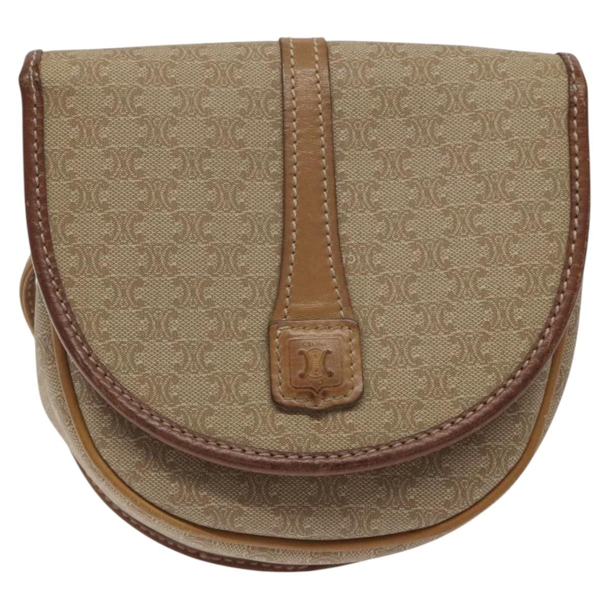 Celine Vintage Macadam Shoulder Bag Canvas, BEIGE, CANVAS, Shoulder bag