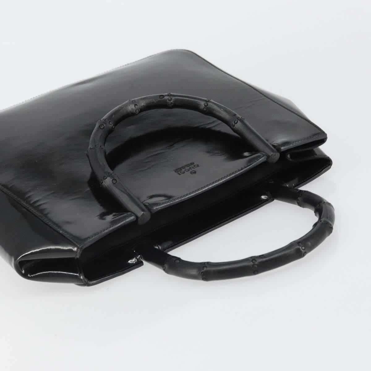 Gucci Vintage Bamboo Handle Bag Patent leather, BLACK, PATENT_LEATHER, Handbag