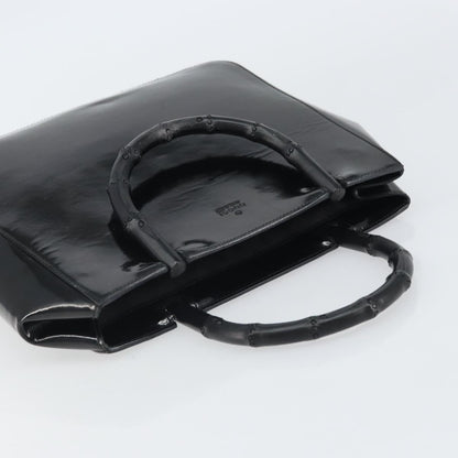 Gucci Vintage Bamboo Handle Bag Patent leather, BLACK, PATENT_LEATHER, Handbag