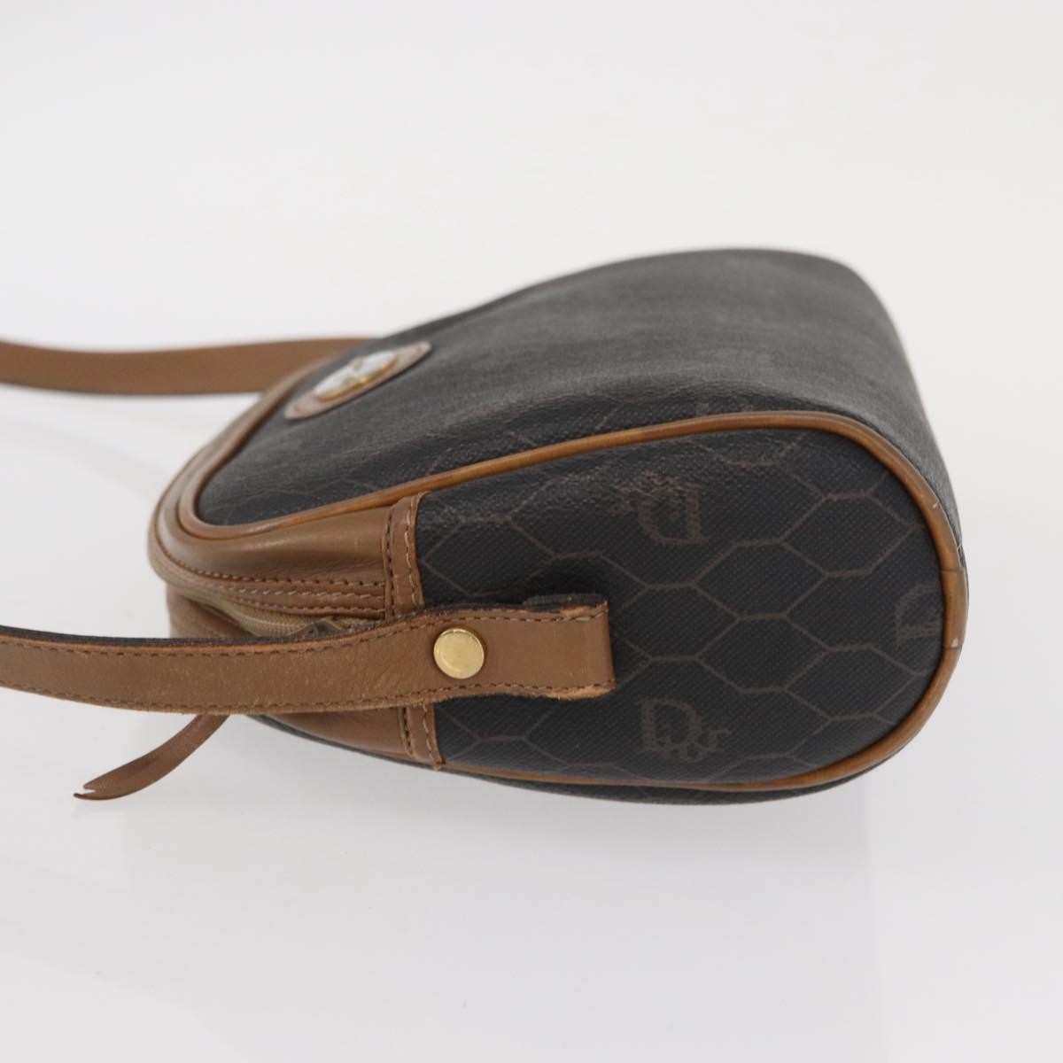 Christian Dior Vintage Honeycomb Shoulder Bag Canvas and Leather, BLACK, CANVAS, Shoulder bag