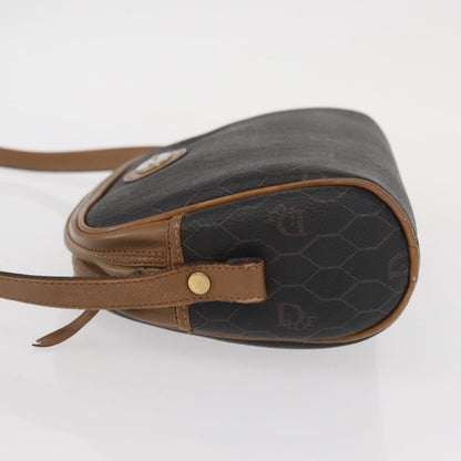 Christian Dior Vintage Honeycomb Shoulder Bag Canvas and Leather, BLACK, CANVAS, Shoulder bag