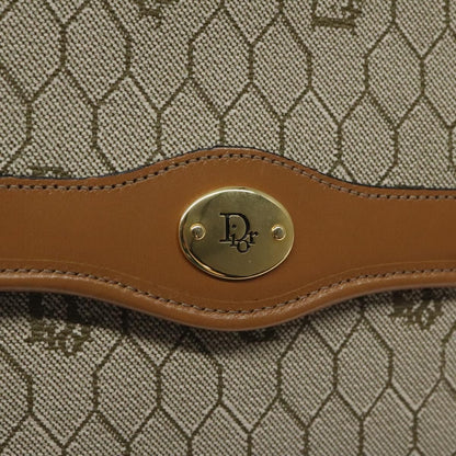 Christian Dior Vintage Honeycomb Flap Crossbody Bag Coated Canvas, BEIGE, CANVAS, Crossbody bag