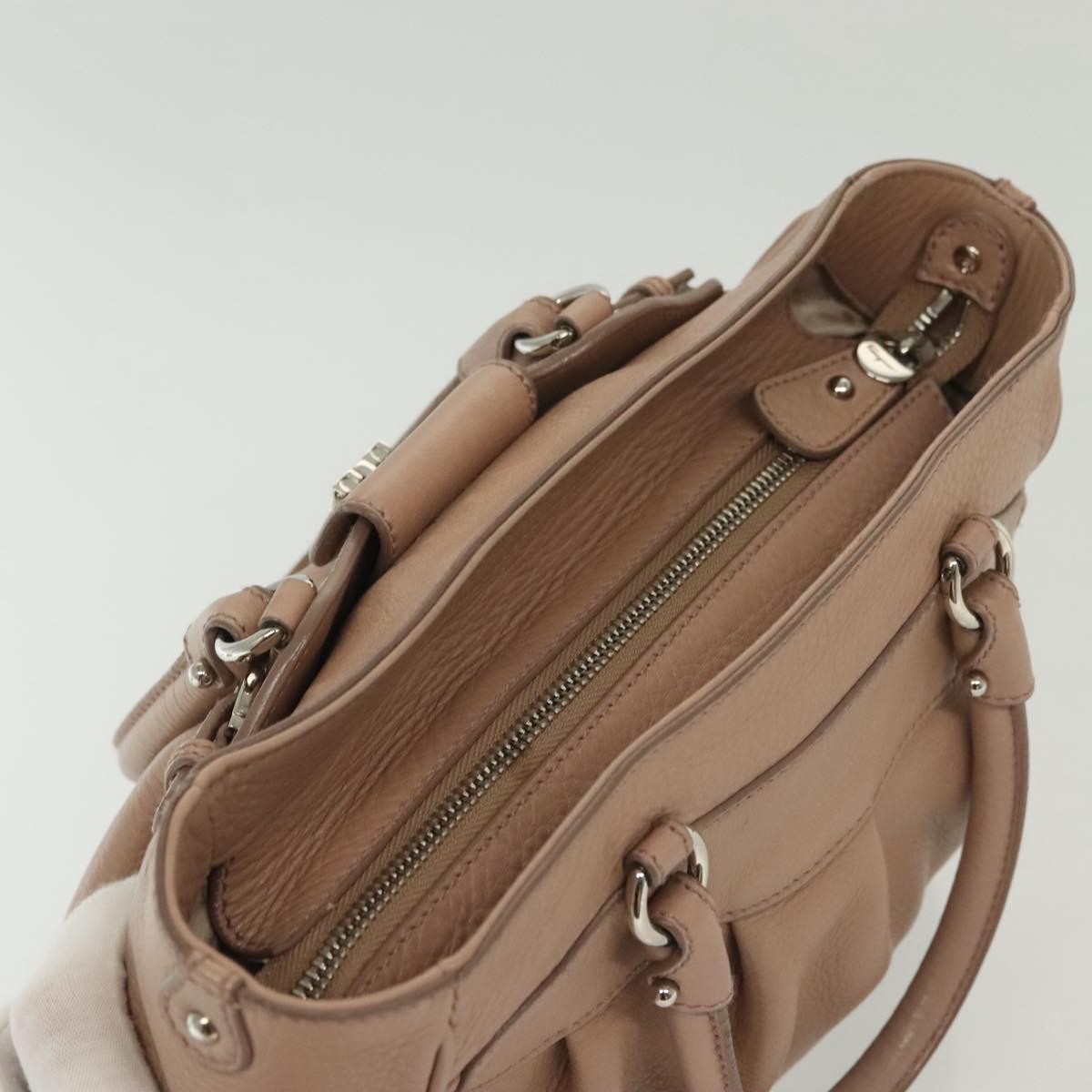 Salvatore Ferragamo Gancini handbag Leather, PINK, LEATHER, Handbag