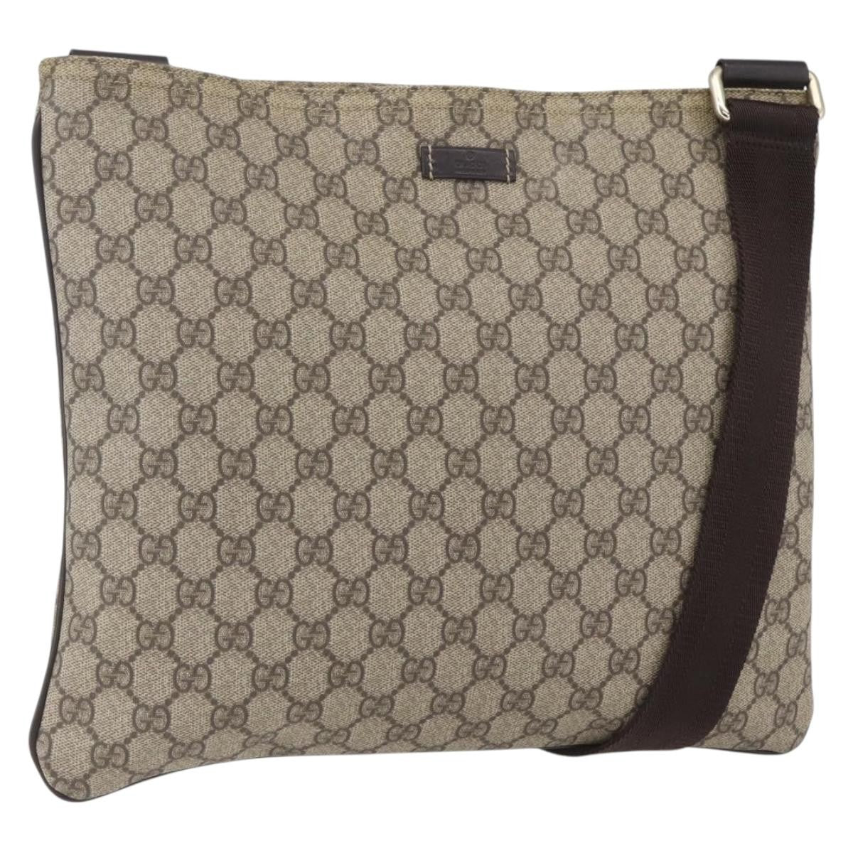 Gucci Zip Top Messenger Bag GG Coated Canvas, BEIGE, CANVAS, Shoulder bag