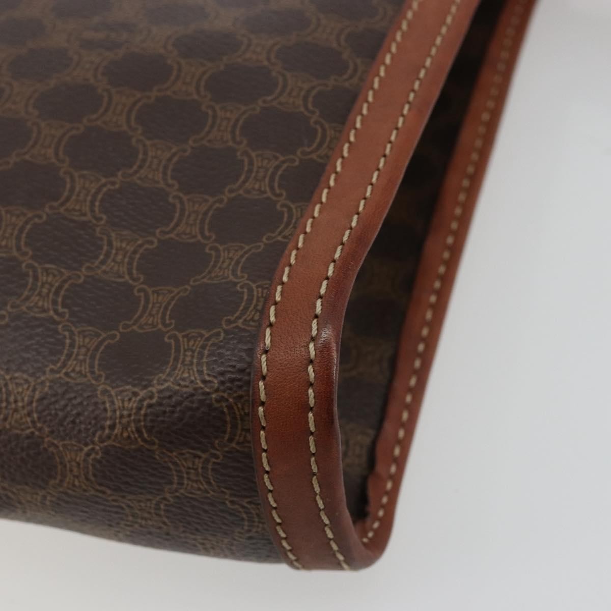 Celine Logo Triomphe Pouch Canvas and leather, Brown, Canvas, Clutch