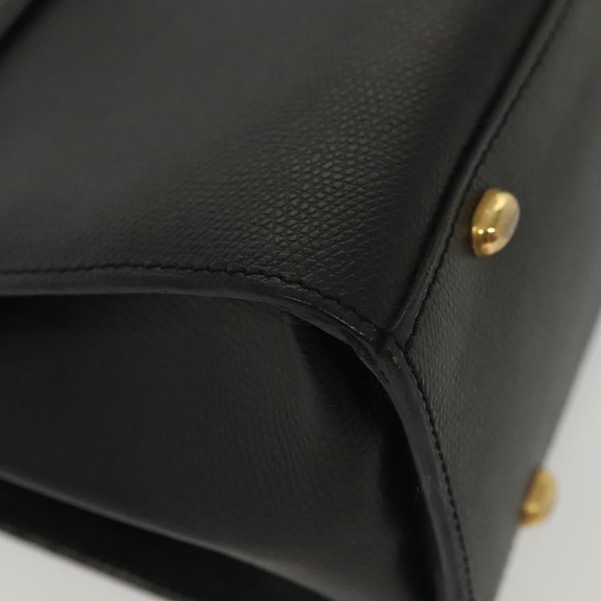 Celine Vintage Convertible Turnlock Top Handle Bag Leather, BLACK, LEATHER, Handbag