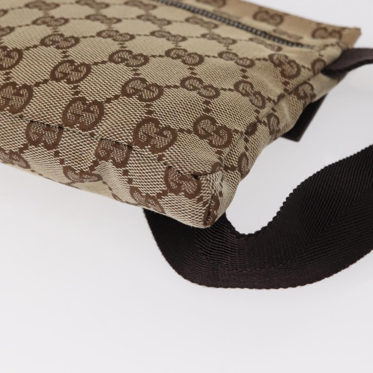 Gucci Vintage Double Belt Bag GG Canvas with Leather, BEIGE, CANVAS, Shoulder bag
