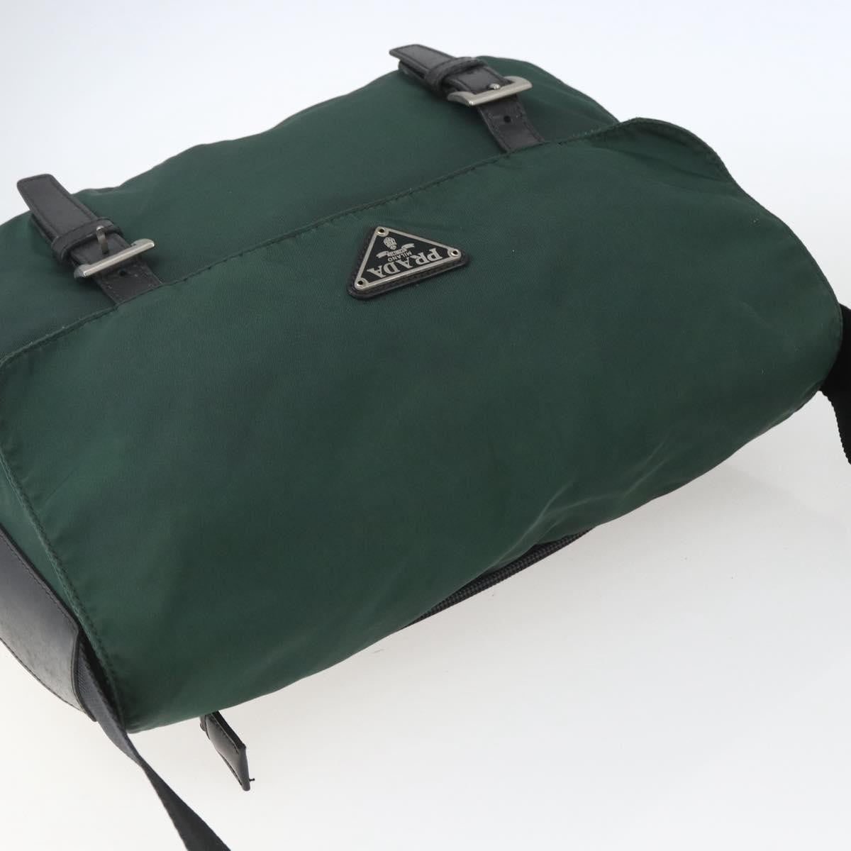 Prada Double Buckle Flap Messenger Bag Tessuto, GREEN, NYLON, Shoulder bag