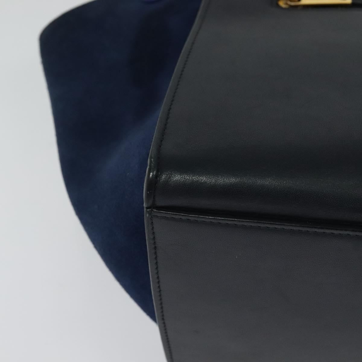 Celine Trapeze Bag Leather with Suede, NAVY, LEATHER, Handbag