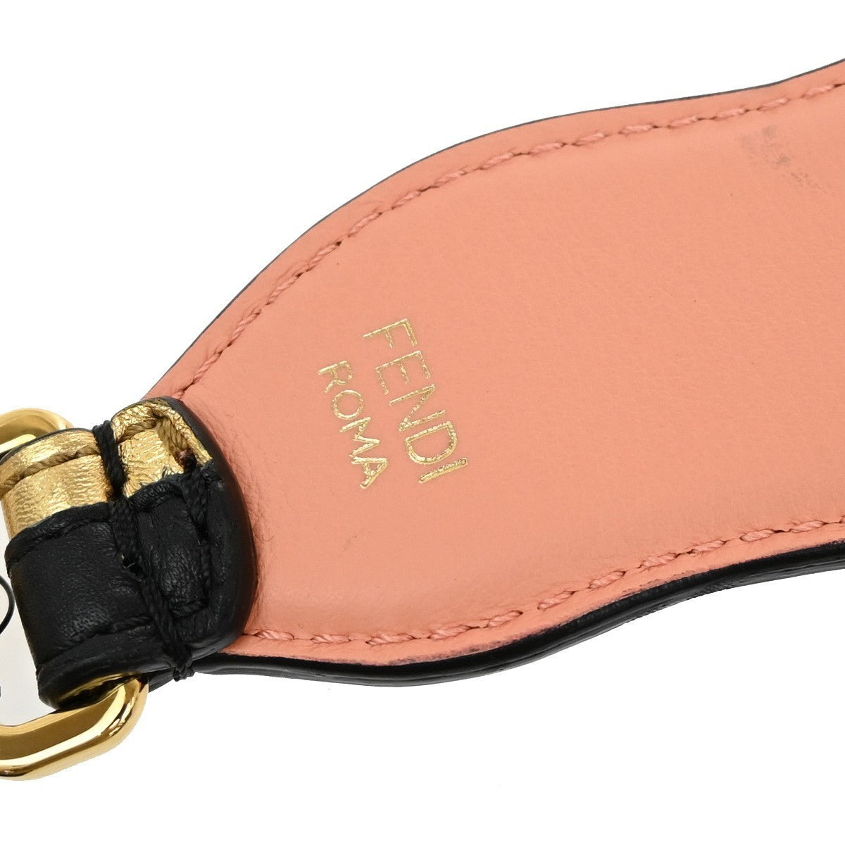 Fendi Logo Strap Leather, BLACK, LEATHER, Straps