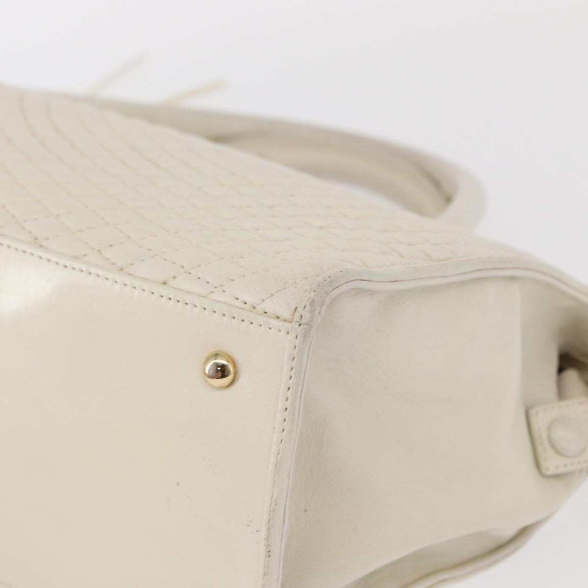 Bally Vintage Handbag Quilted Leather, White, Leather, Handbag