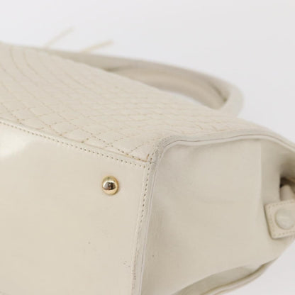 Bally Vintage Handbag Quilted Leather, White, Leather, Handbag