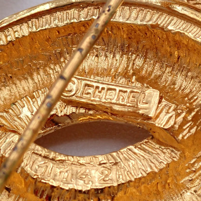 Chanel Vintage Quilted CC Brooch Metal, GOLD, GOLD_PLATED, Brooch