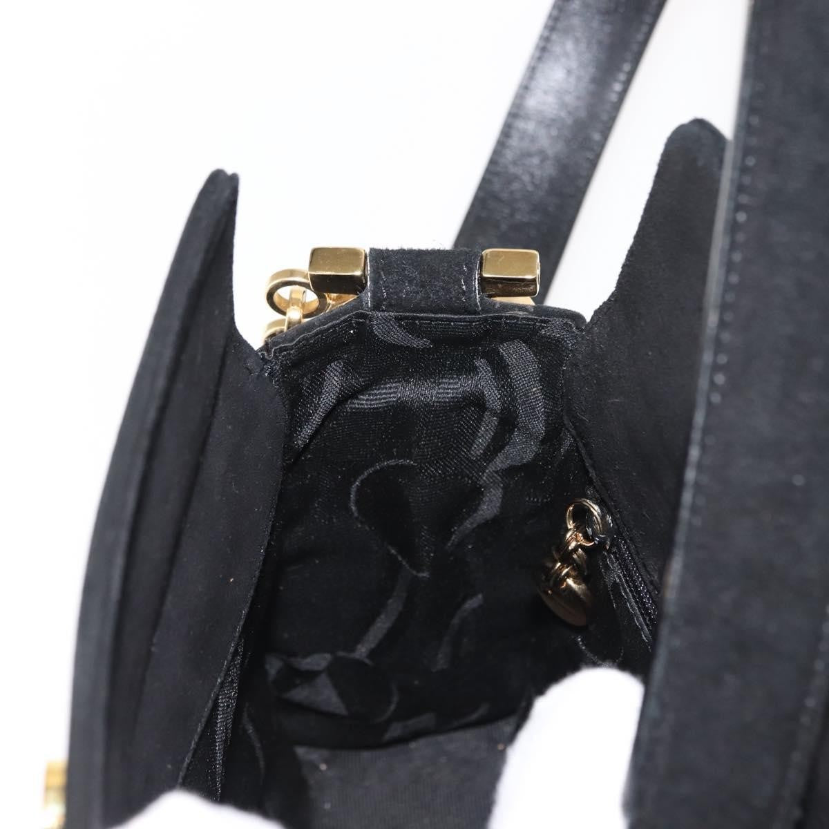 Salvatore Ferragamo Gancini Shoulder Bag Suede, BLACK, SUEDE, Shoulder bag