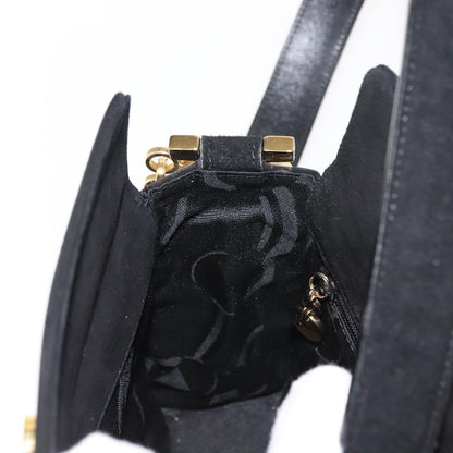 Salvatore Ferragamo Gancini Shoulder Bag Suede, BLACK, SUEDE, Shoulder bag