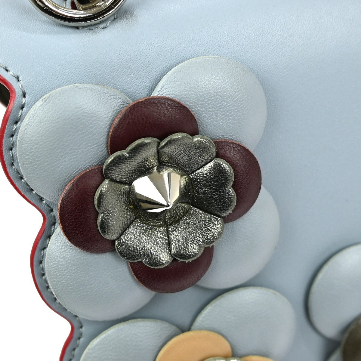 Fendi Flowerland Kan I Bag Embellished Leather, BLUE, LEATHER, Handbag