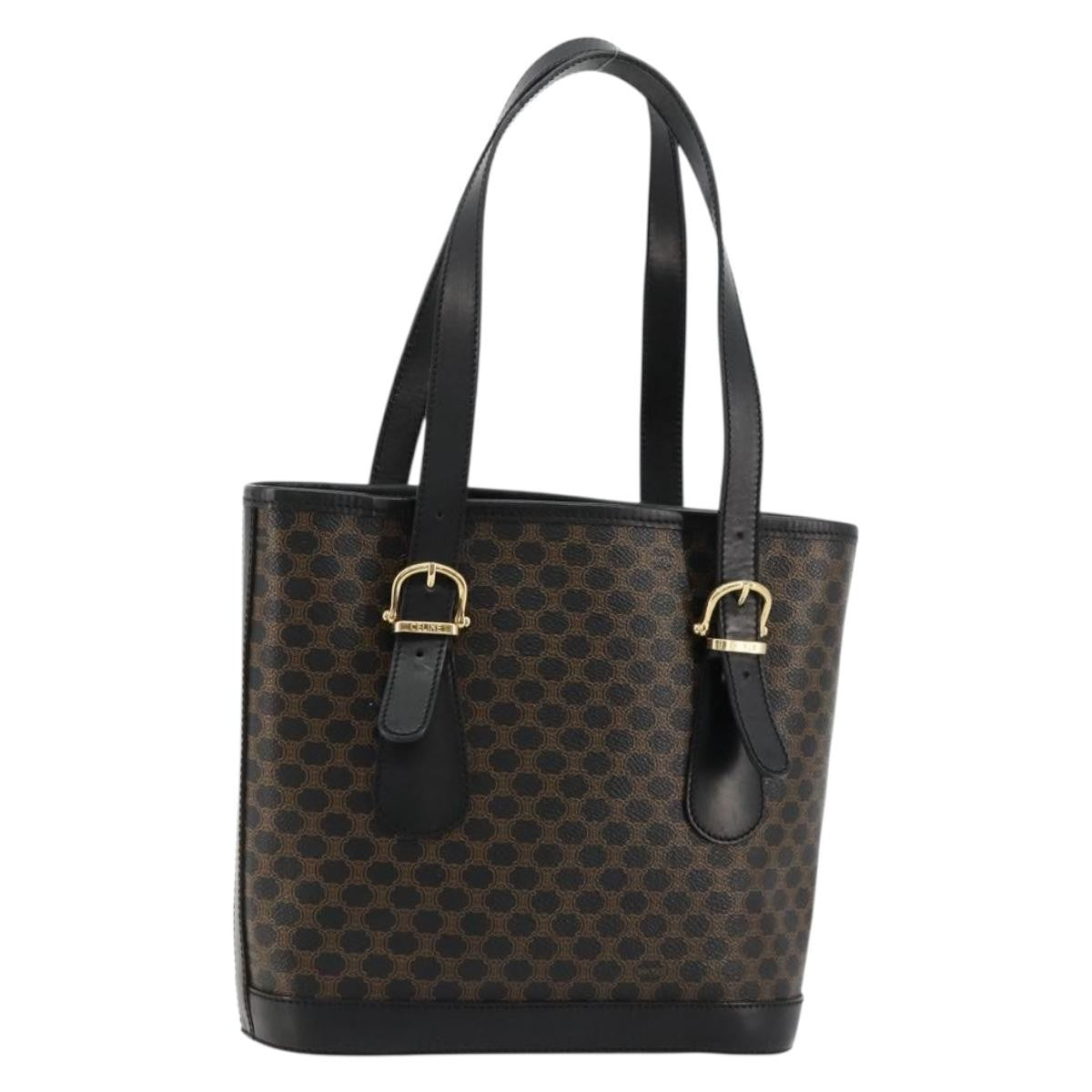 Celine Vintage Macadam Tote bag Canvas, Black, Canvas, Tote Bag