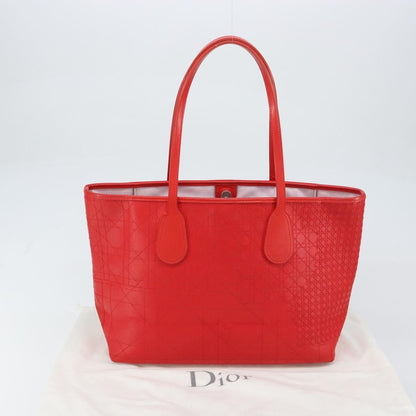 Christian Dior Panarea Tote Printed Cannage Quilt Canvas, RED, CANVAS, Tote bag