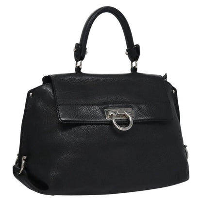 Salvatore Ferragamo Sofia Satchel Leather, BLACK, LEATHER, Handbag
