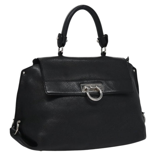 Salvatore Ferragamo Sofia Satchel Leather, BLACK, LEATHER, Handbag