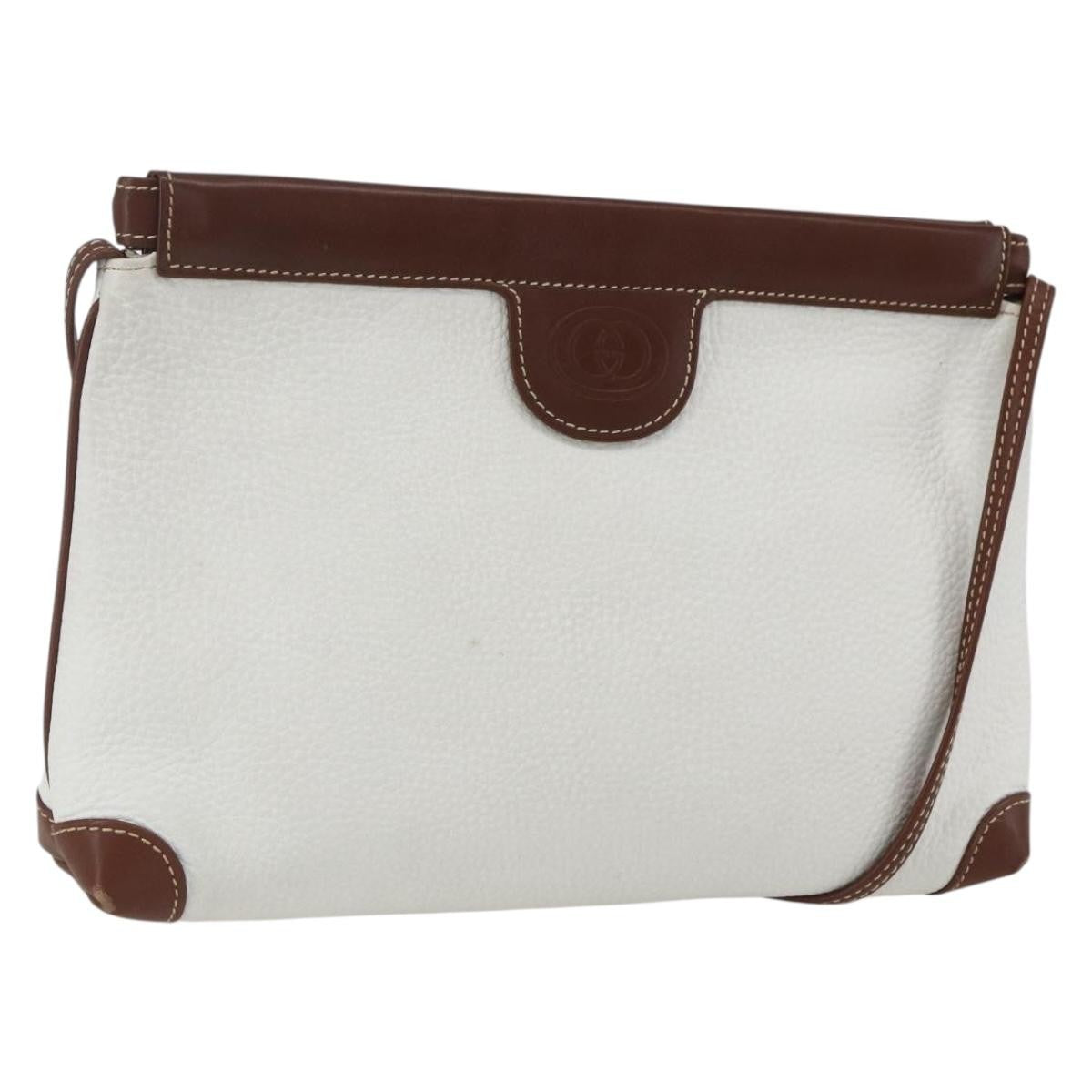 Gucci Vintage Shoulder Bag Leather, WHITE, LEATHER, Shoulder bag