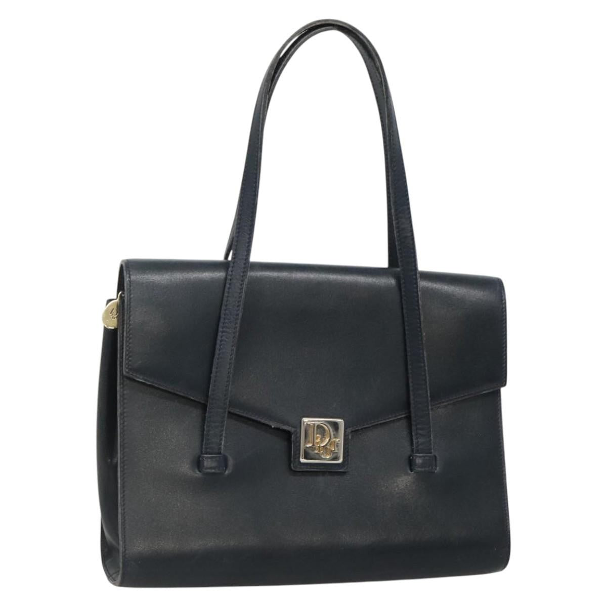 Christian Dior Vintage Handbag Leather, NAVY, LEATHER, Handbag