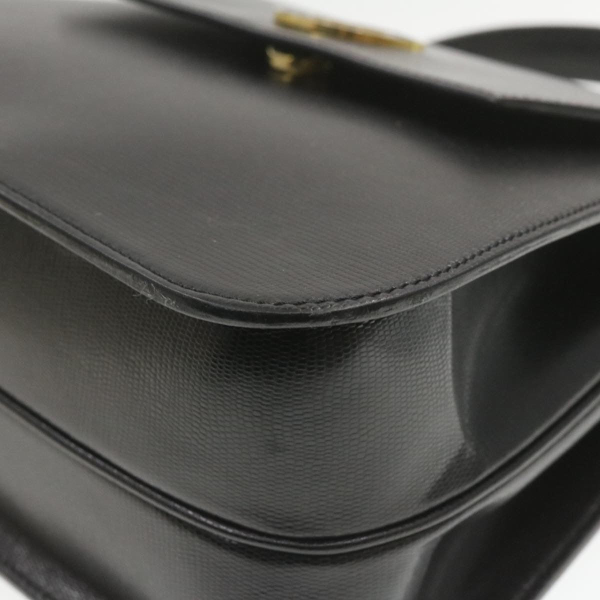 Celine Circle Logo Handbag Leather, BLACK, LEATHER, Handbag