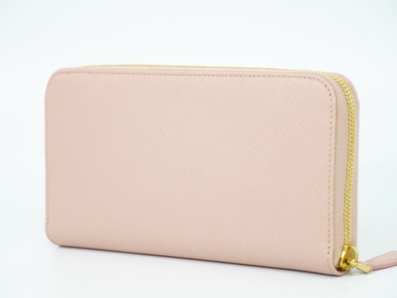 Prada Bow Zip Around Wallet Saffiano Leather, PINK, LEATHER, Wallets