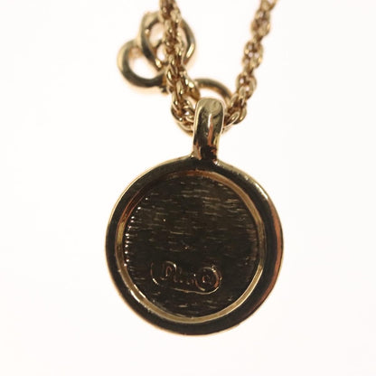 Christian Dior CD Round Pendant Necklace Metal and Crystals, GOLD, METAL, Necklace