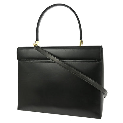 Salvatore Ferragamo Gancini handbag Leather, BLACK, LEATHER, Handbag