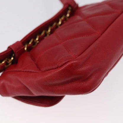 Chanel Vintage CC Flap Waist Bag Quilted Lambskin, Red, Leather, Clutch
